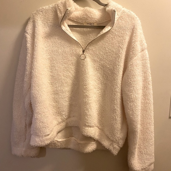 White Fuzzy Pullover - Picture 1 of 2